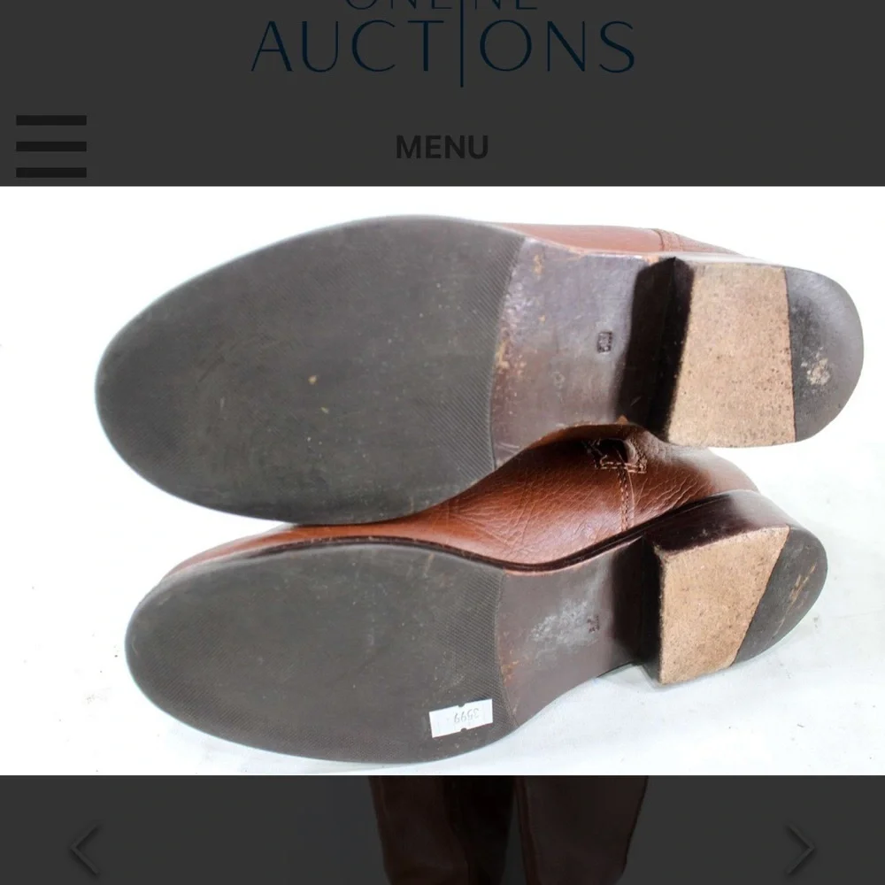 Tory Burch Tan Leather Boots with Gold Emblem